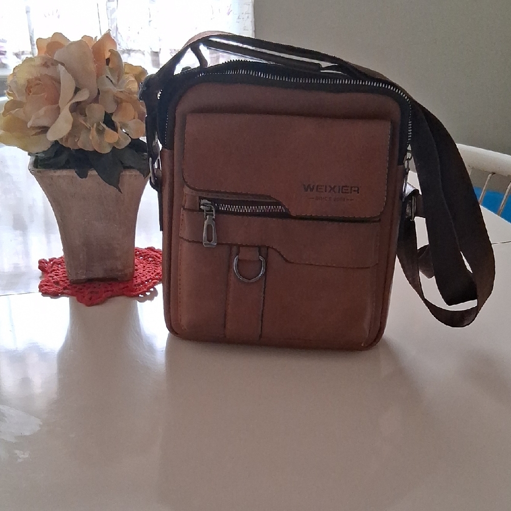 WEIXIER Brown Unisex Messenger Bag